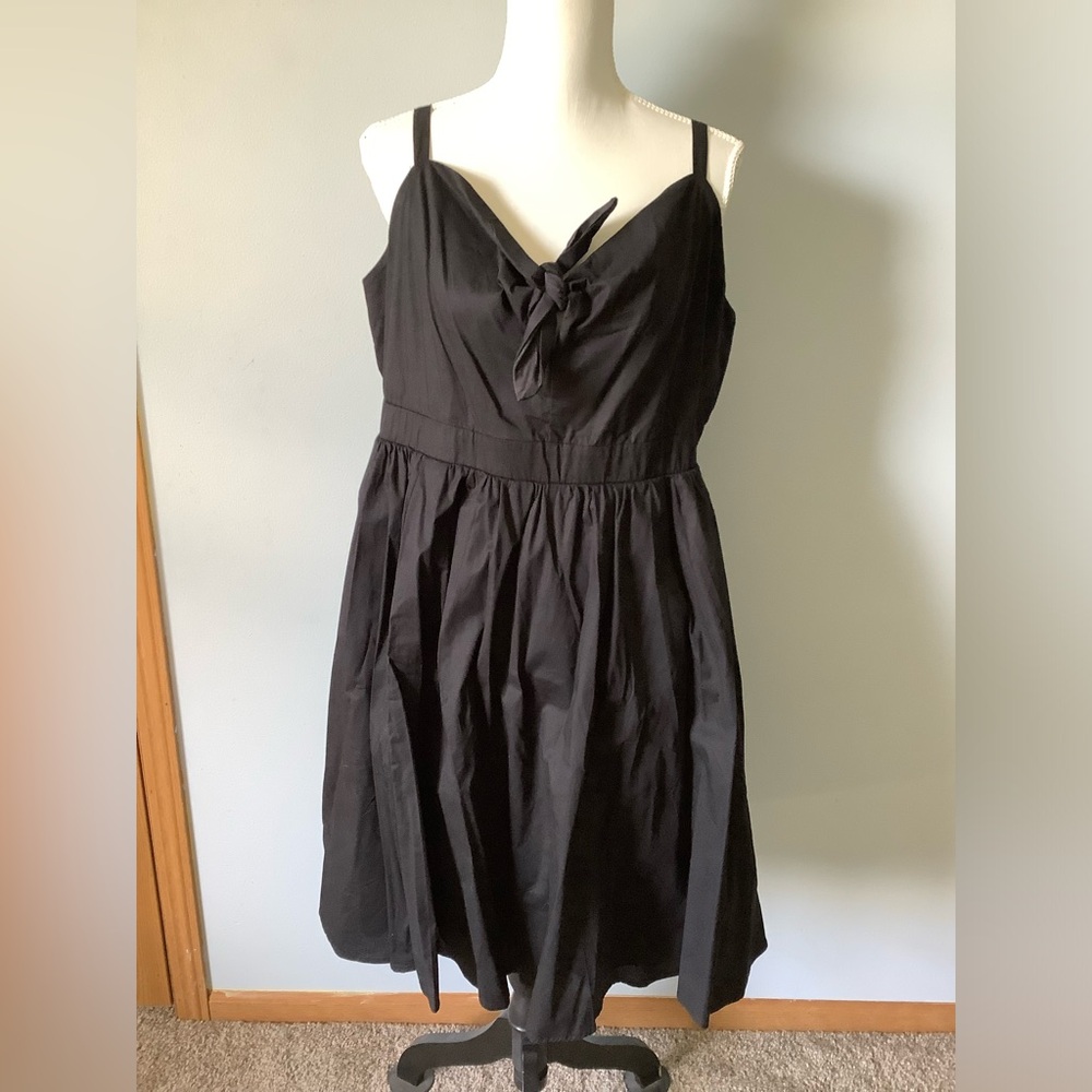 NWT TORRID Mini Dress Tie Front Bow Skater Fit Flare Black Size 2